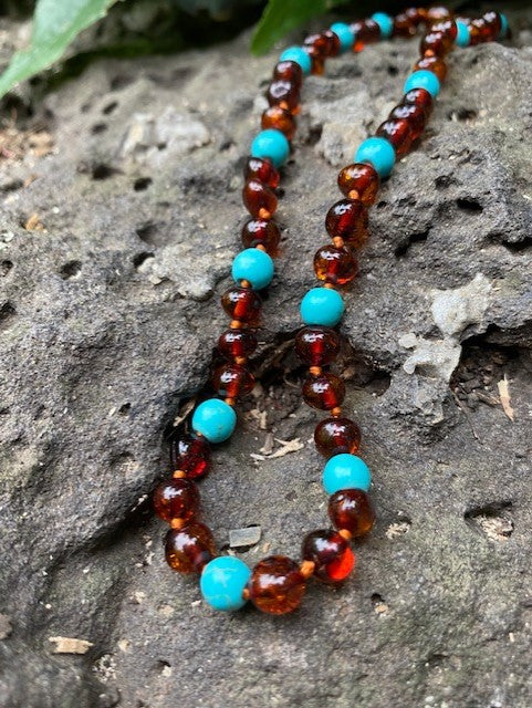 Amber and Turquoise Necklace/Bracelet