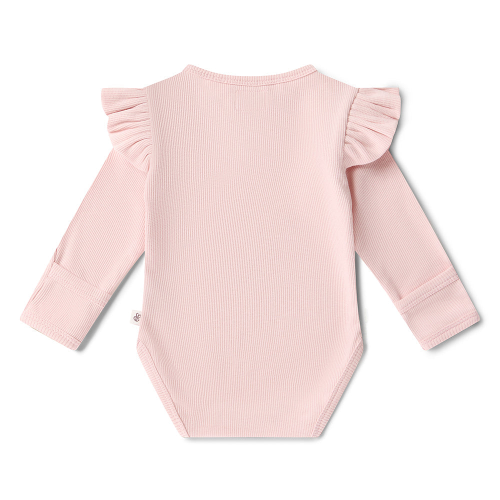 Baby Pink Long Sleeve Organic Bodysuit with Frill
