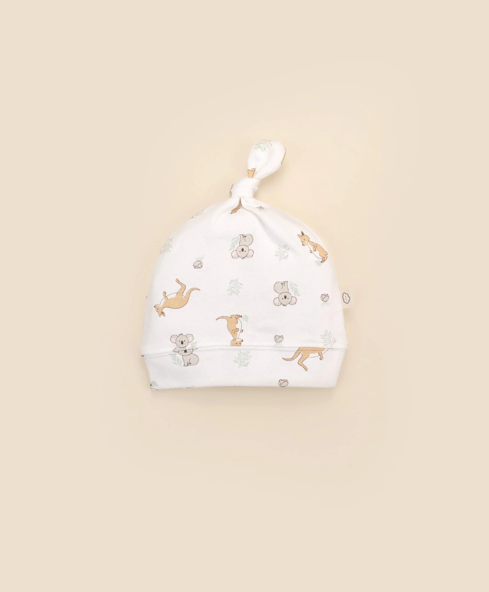 Organic Cotton Baby Beanie - Kangaroo & Koala