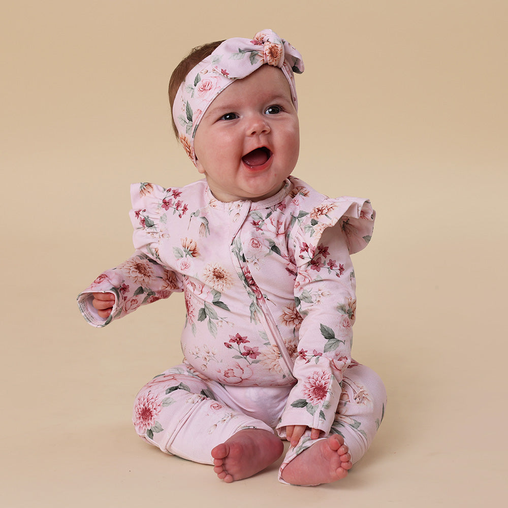Birds & Blooms Organic Snugglesuit Convertible Romper with Frill