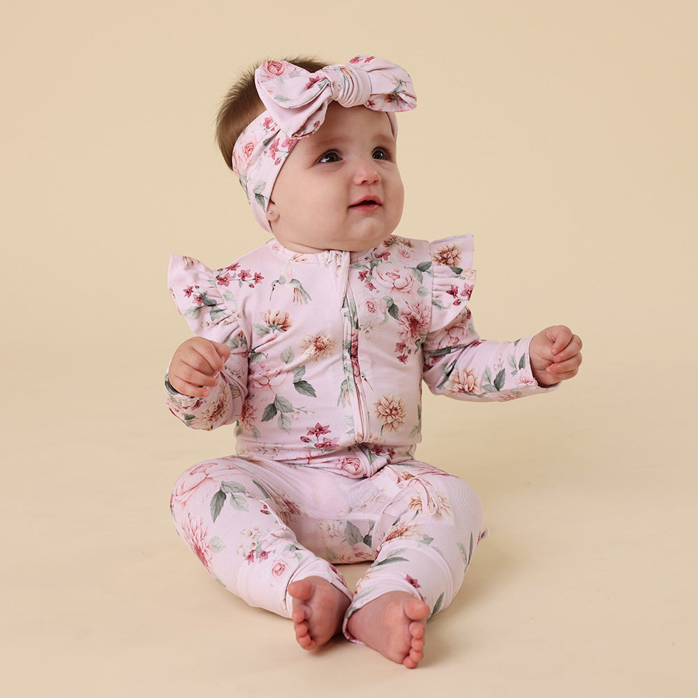 Birds & Blooms Organic Snugglesuit Convertible Romper with Frill