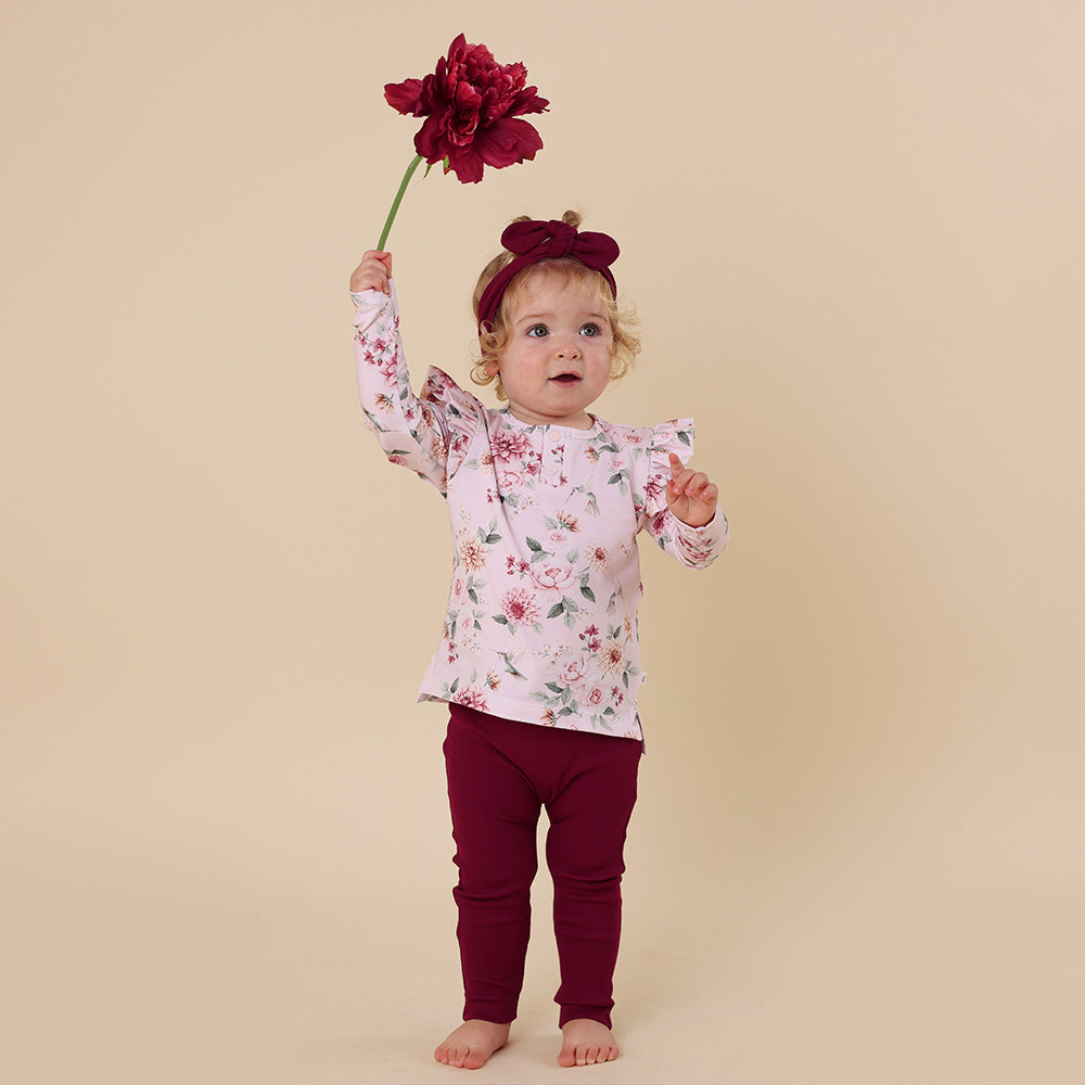 Birds & Blooms Organic Long Sleeve Top with Frill