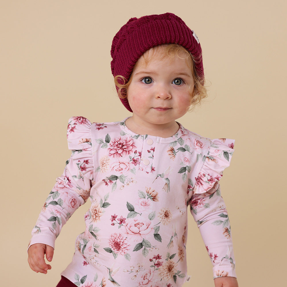 Birds & Blooms Organic Long Sleeve Top with Frill