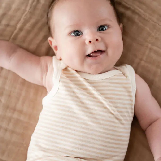 Undyed Organic Cotton Jersey Stripe Body Suit