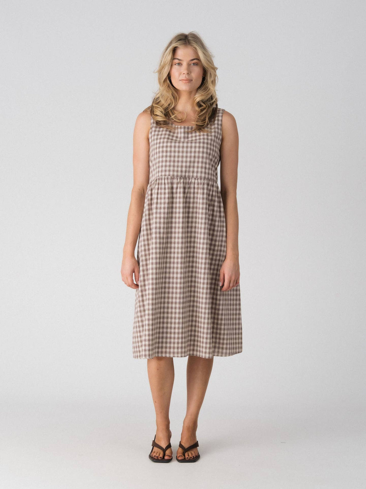 Nila Plaid Midi Dress with breastfeeding feature