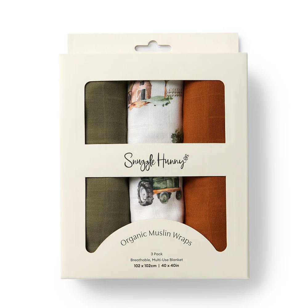 Large Organic Muslin Wraps 3 Pack