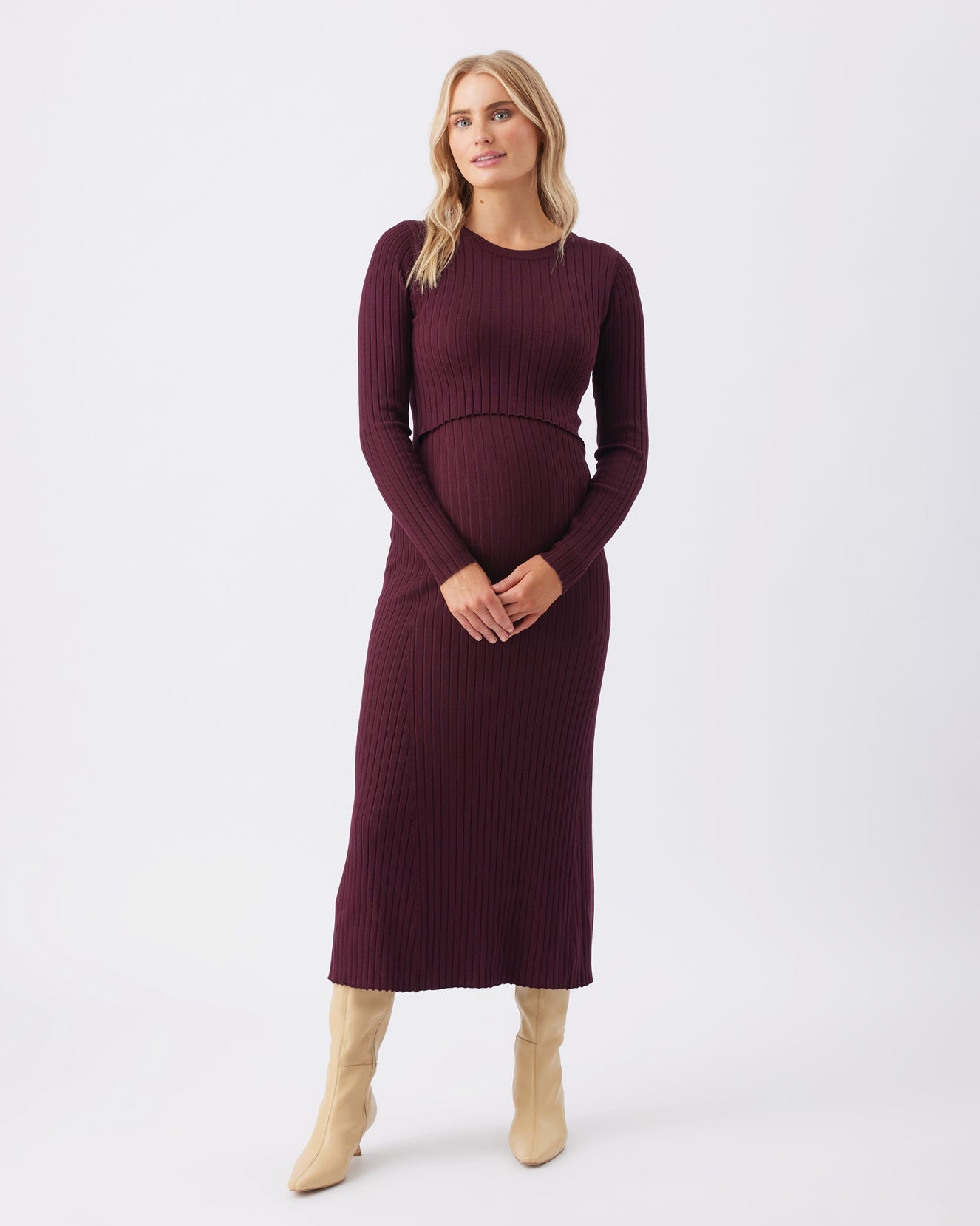 Eden Knit Nursing Dress - Maroon