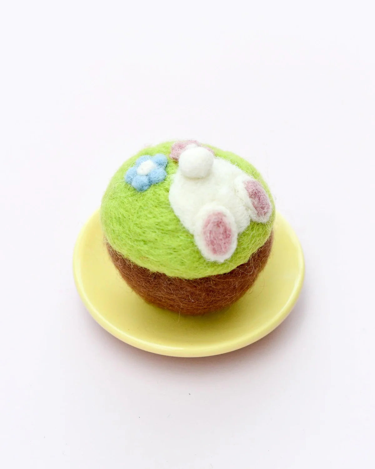 Felt Cupcake Easter Burrowing Bunny with Flowers