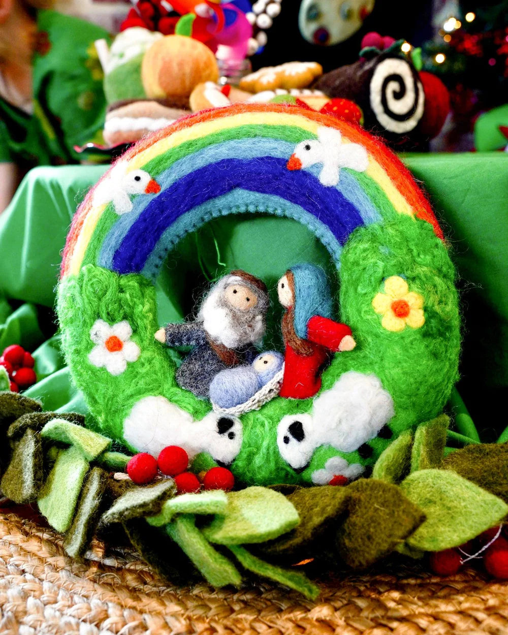 Felt Christmas Rainbow Nativity Wreath