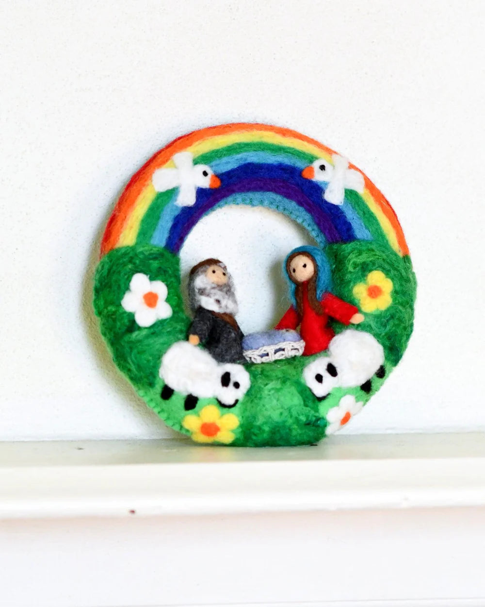Felt Christmas Rainbow Nativity Wreath