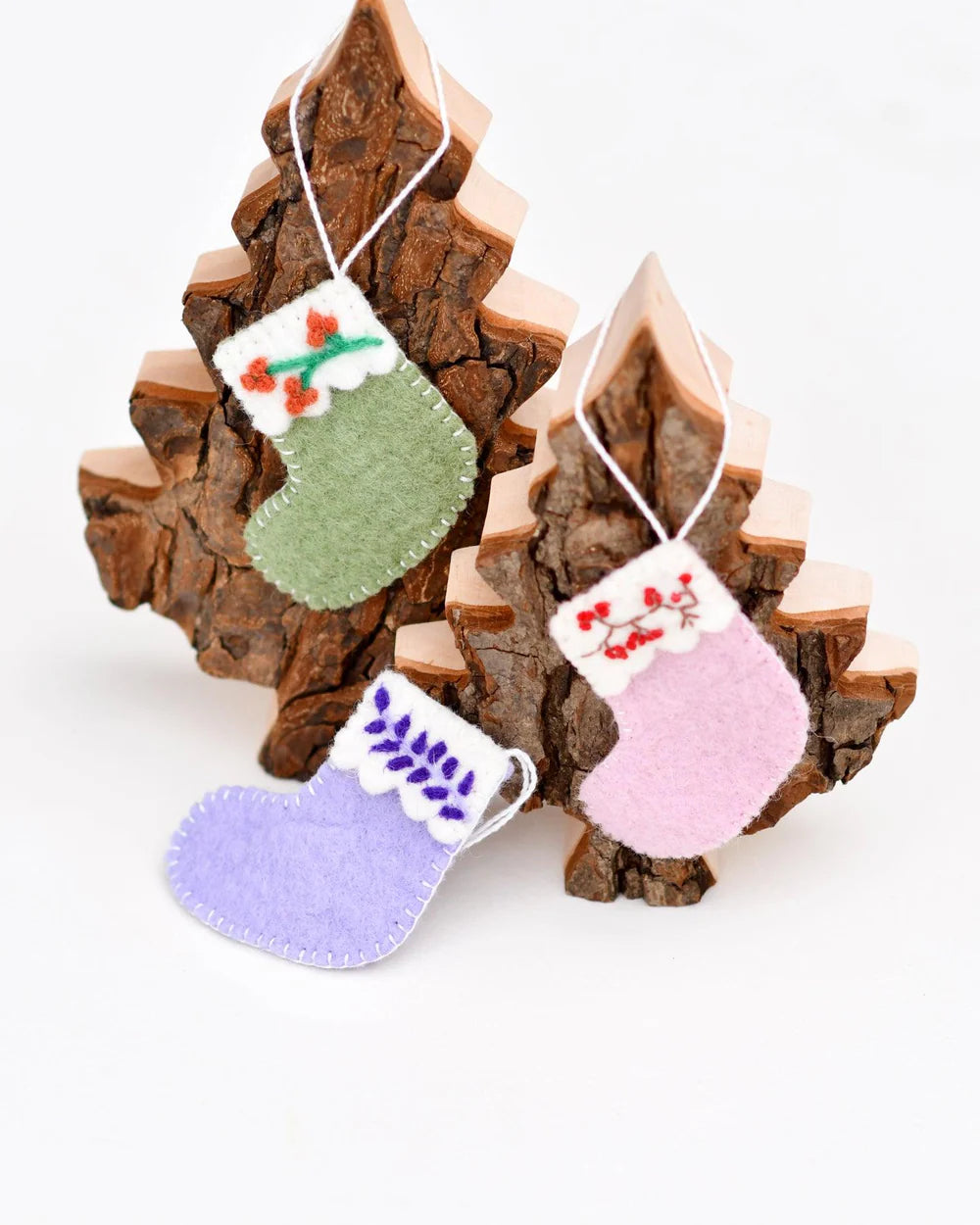 Felt Christmas Stocking Ornaments A (Set 3)