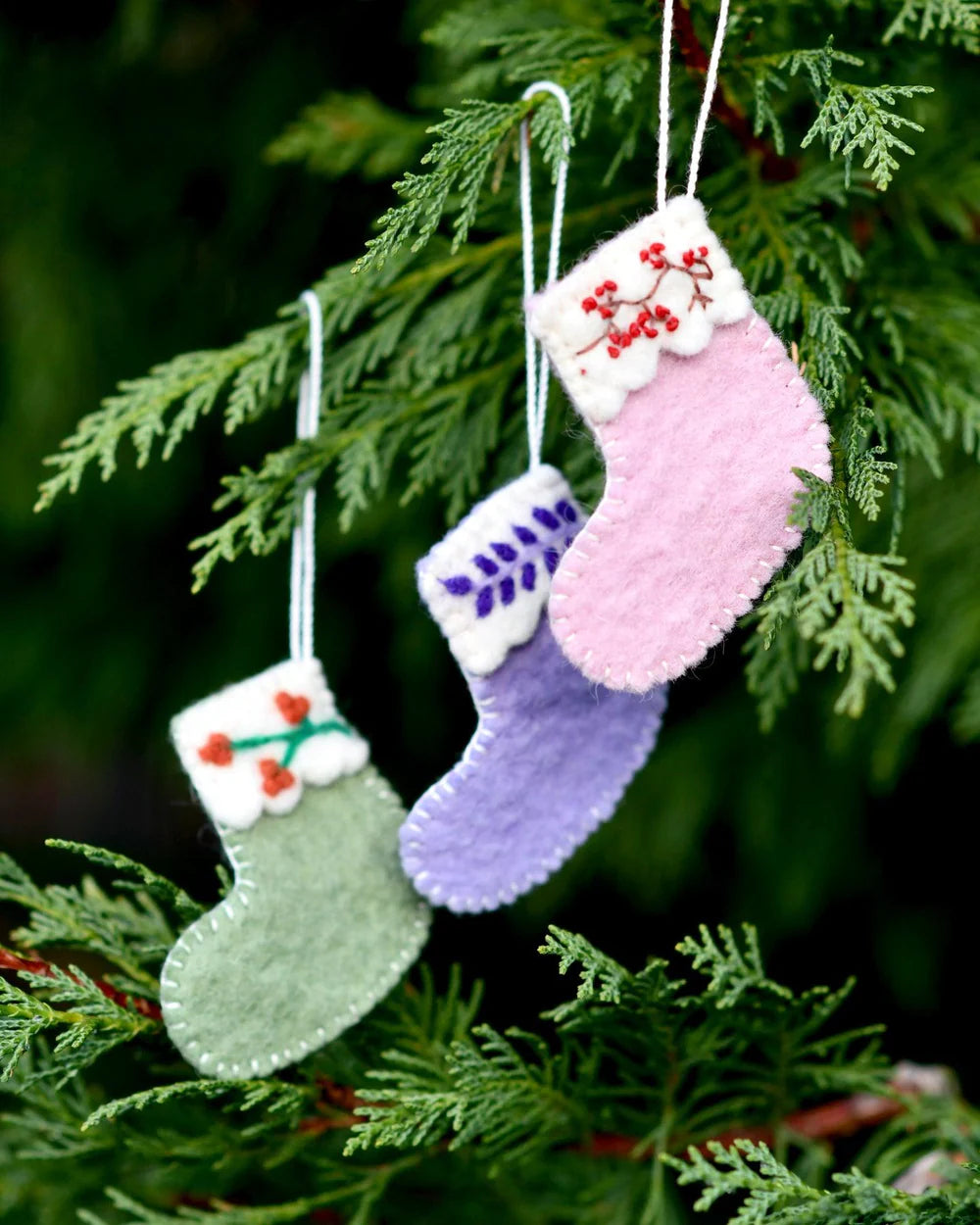 Felt Christmas Stocking Ornaments A (Set 3)