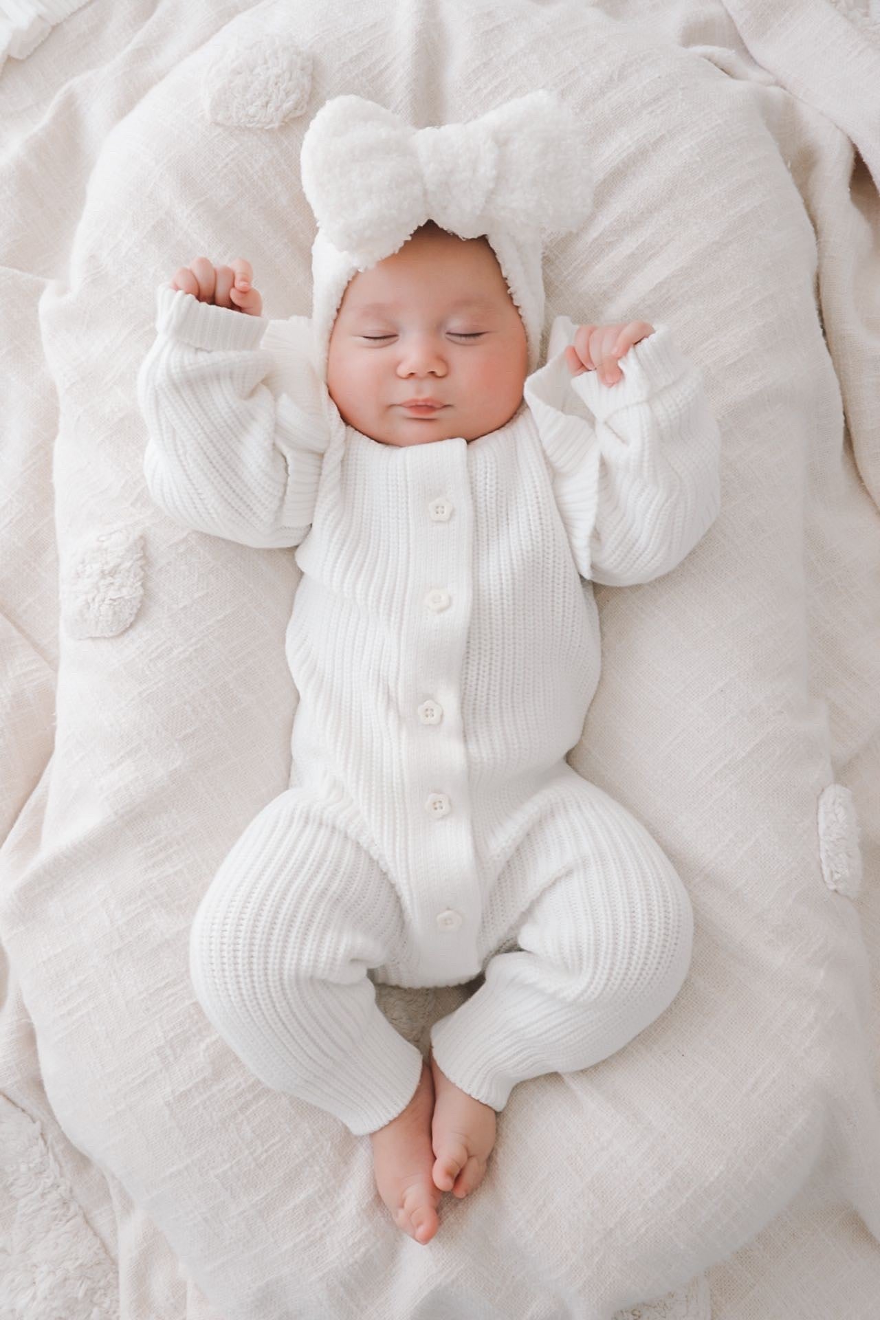 Long Flutter Ribbed Romper Milk