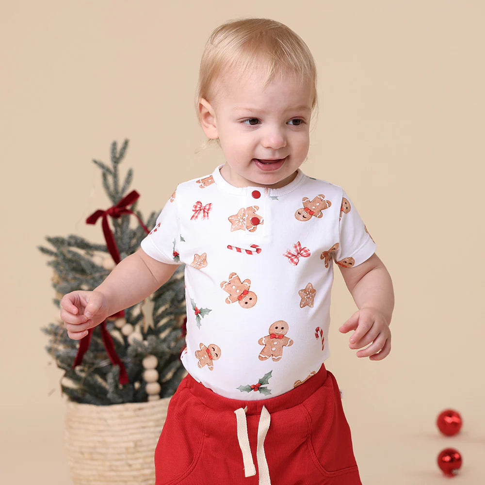Gingerbread Short Sleeve Organic Bodysuit