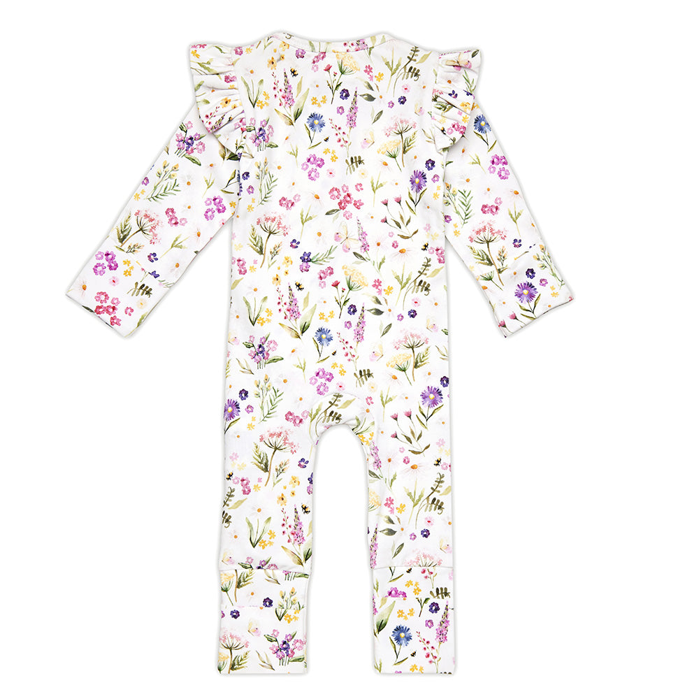 Gracie Organic Snugglesuit Convertible Romper with Frill
