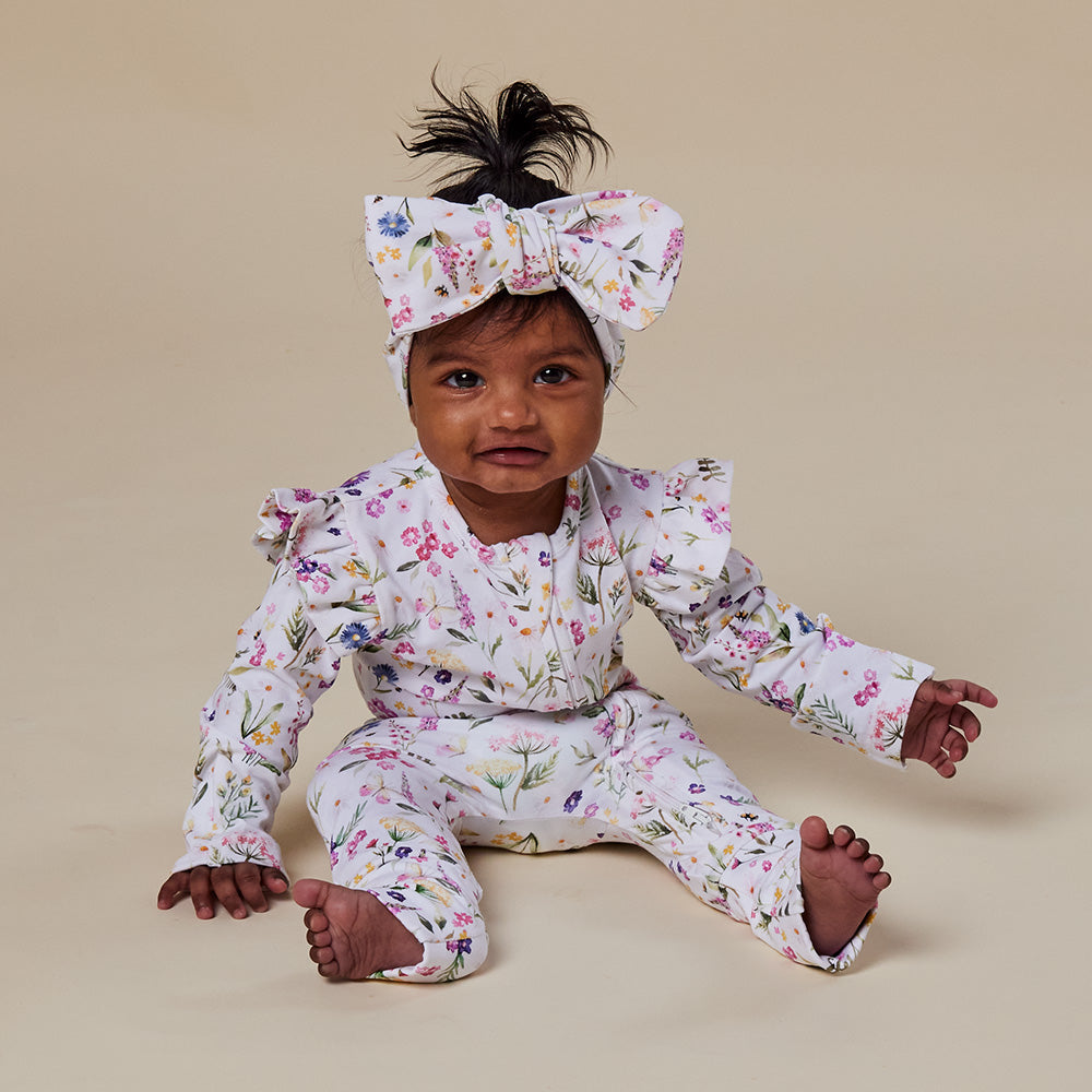 Gracie Organic Snugglesuit Convertible Romper with Frill