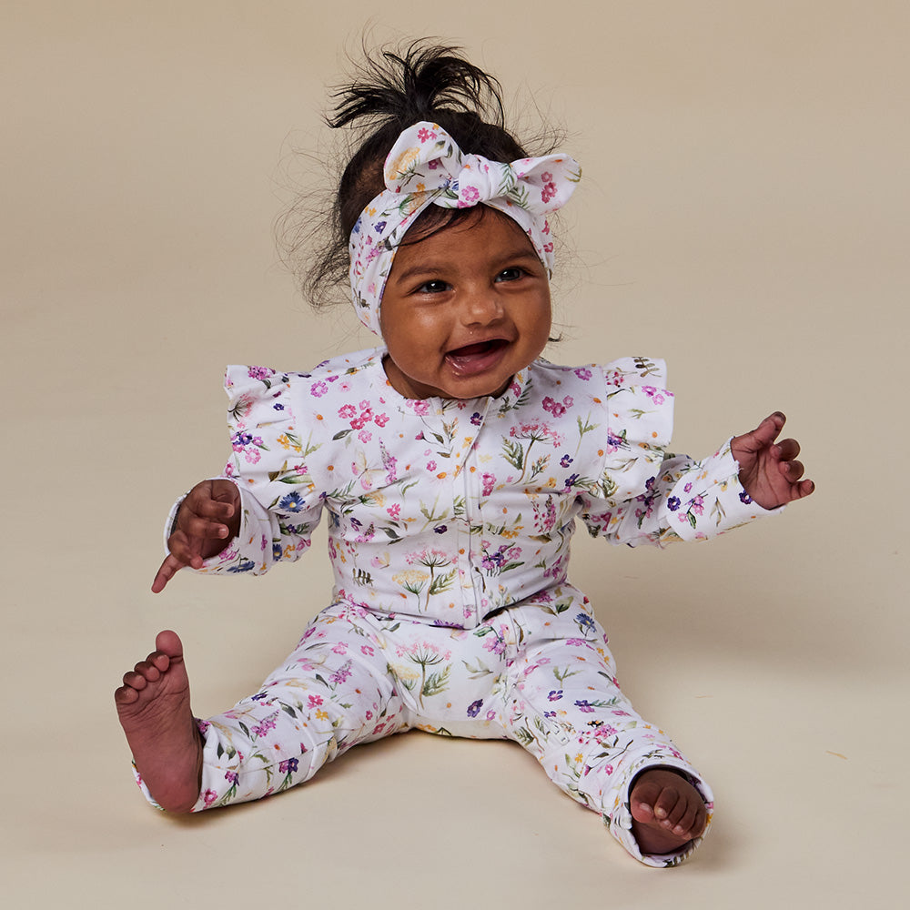 Gracie Organic Snugglesuit Convertible Romper with Frill