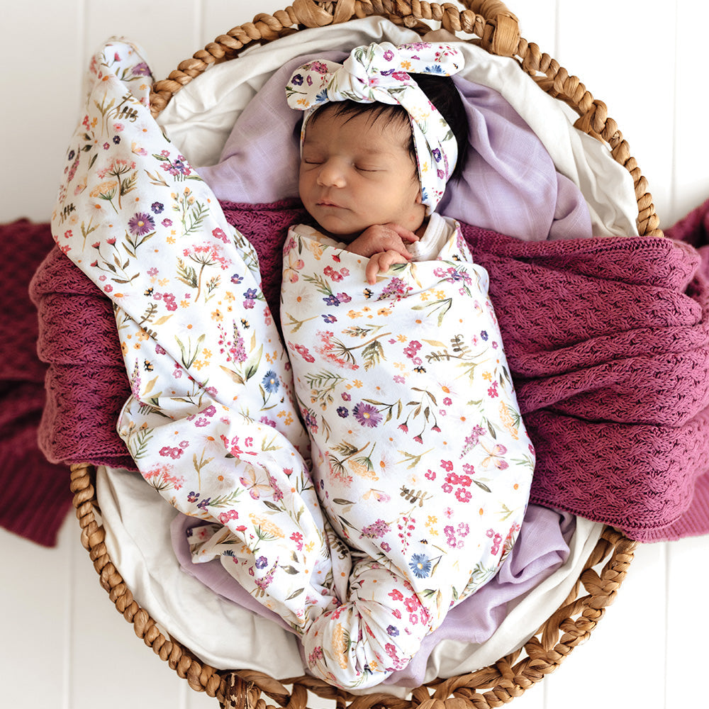 Organic Jersey Wrap & Beanie or Topknot Set