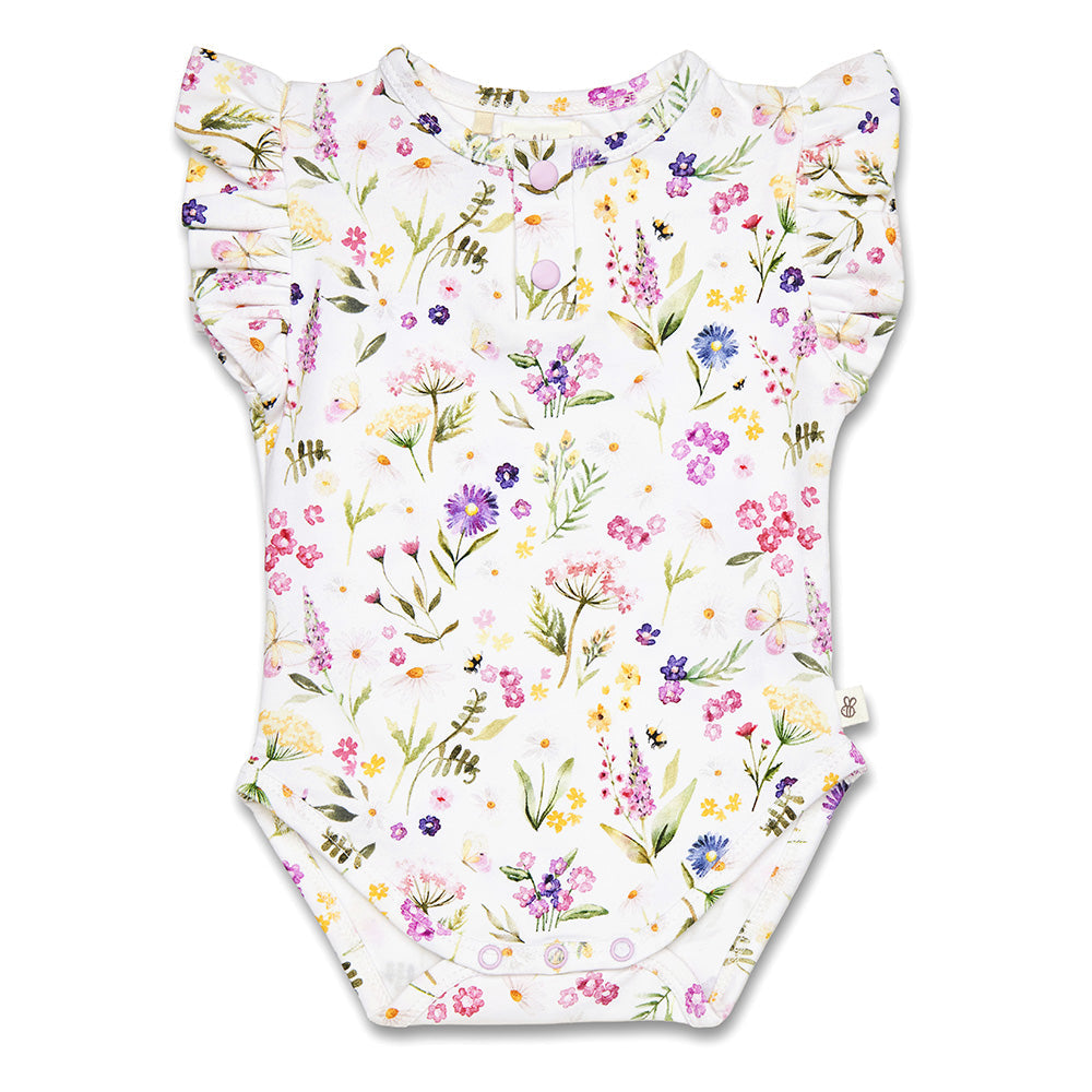 Gracie Short Sleeve Organic Bodysuit with Frill