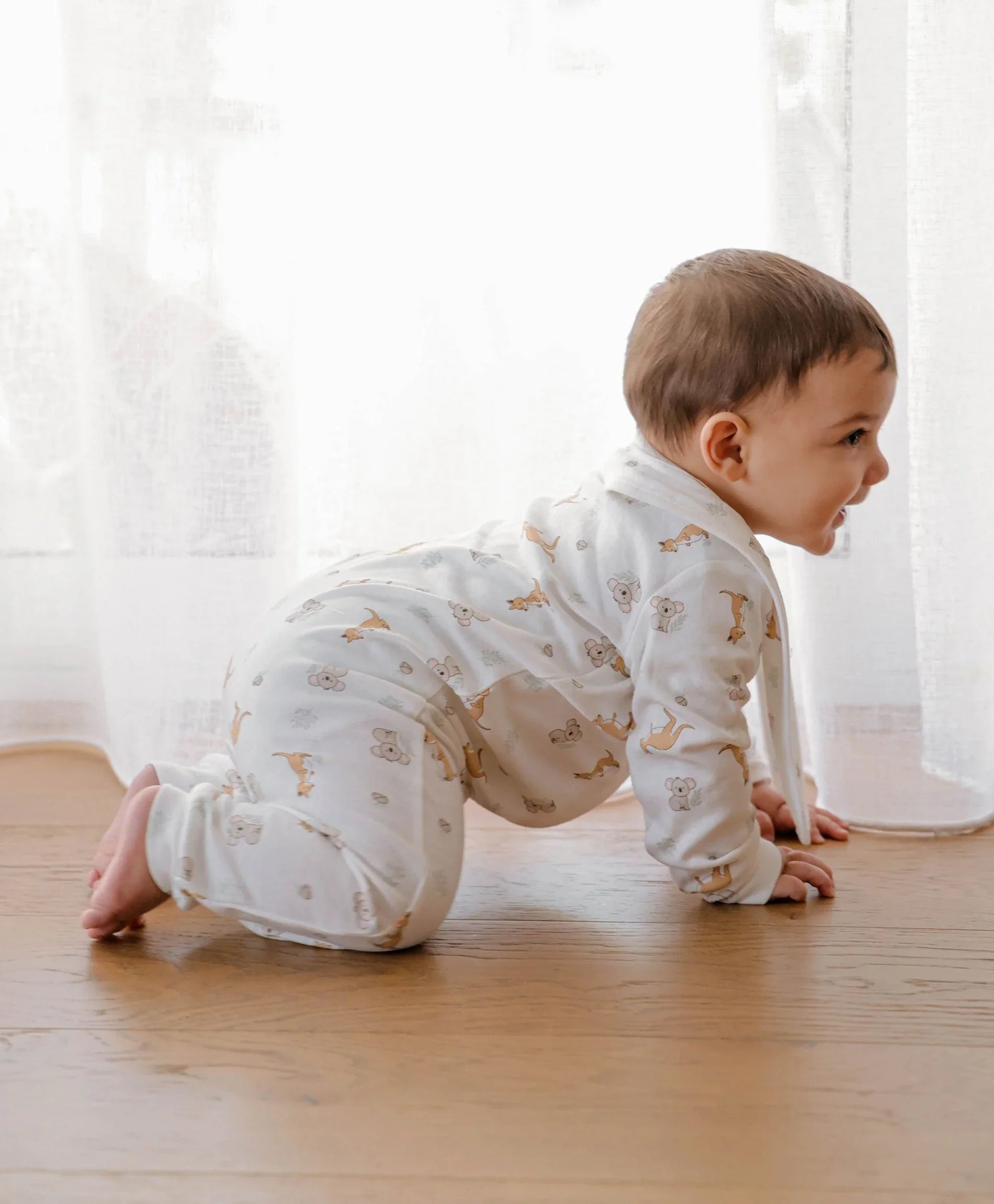 Organic Cotton Growsuit - Kangaroo & Koala