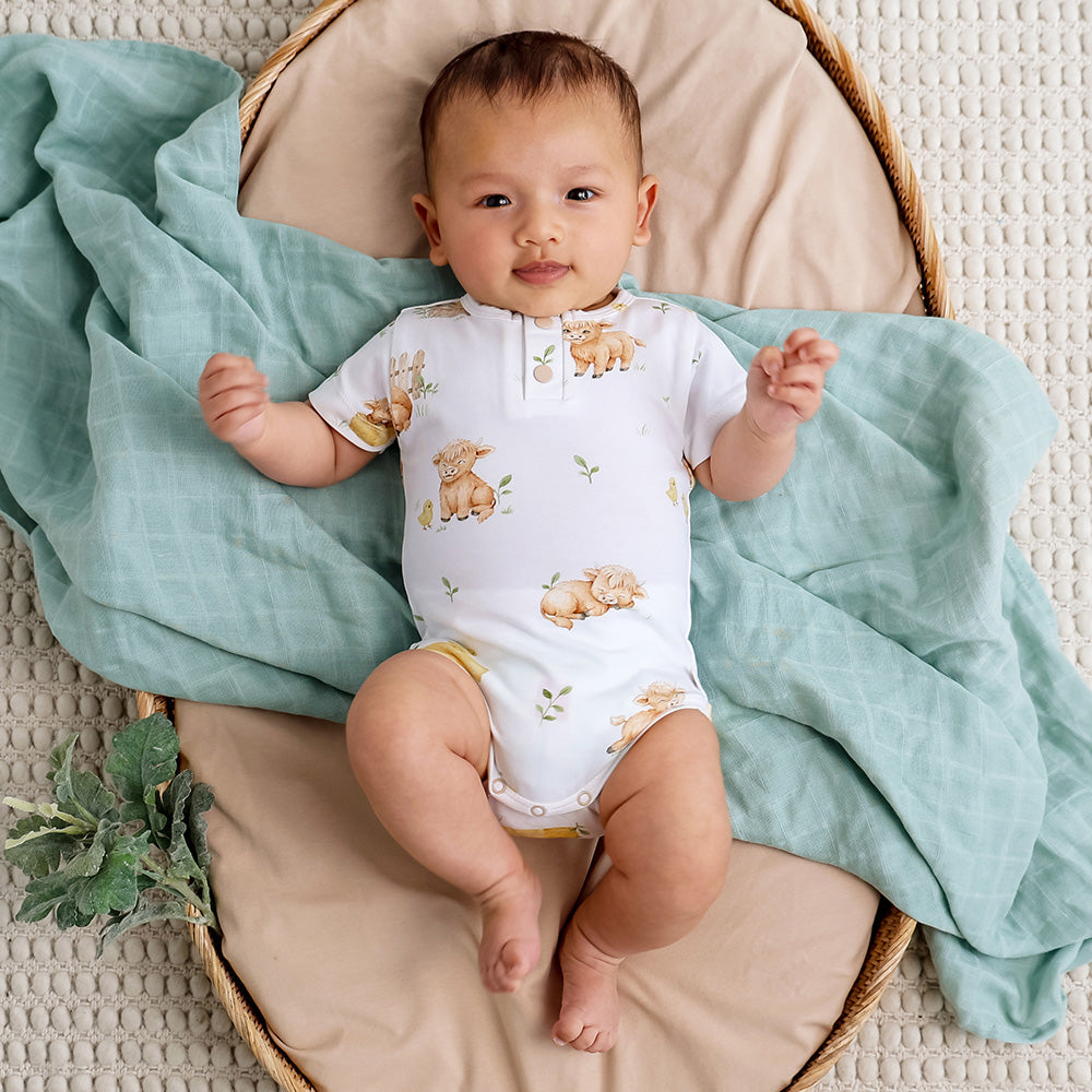 Highland Cows Short Sleeve Organic Bodysuit
