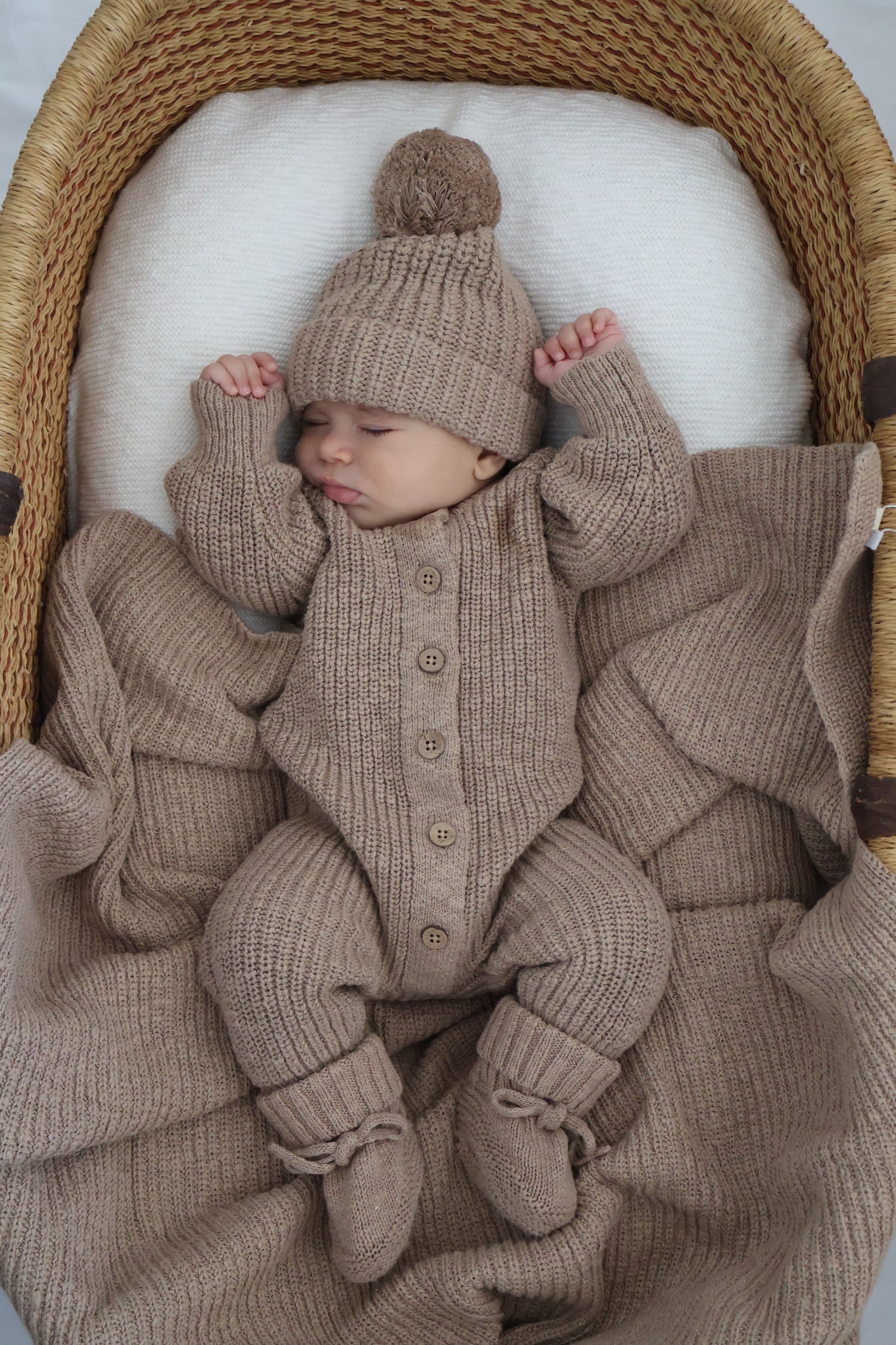 Textured Cotton Romper Brown