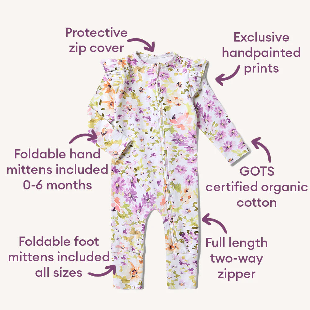 Isla Organic Snugglesuit Convertible Romper with Frill