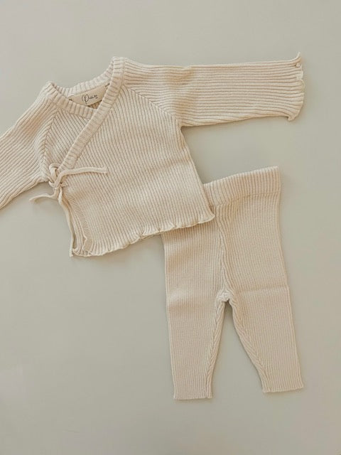 Ribbed Kimono Set Oat