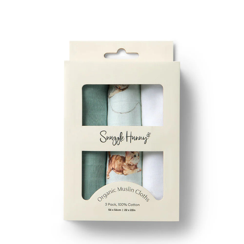 Small Organic Muslin Cloths 3 Pack