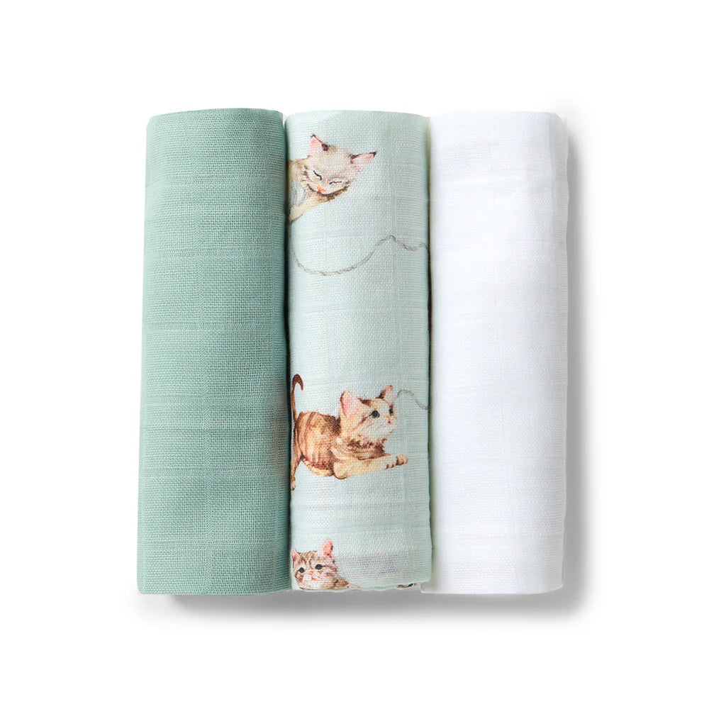 Small Organic Muslin Cloths 3 Pack