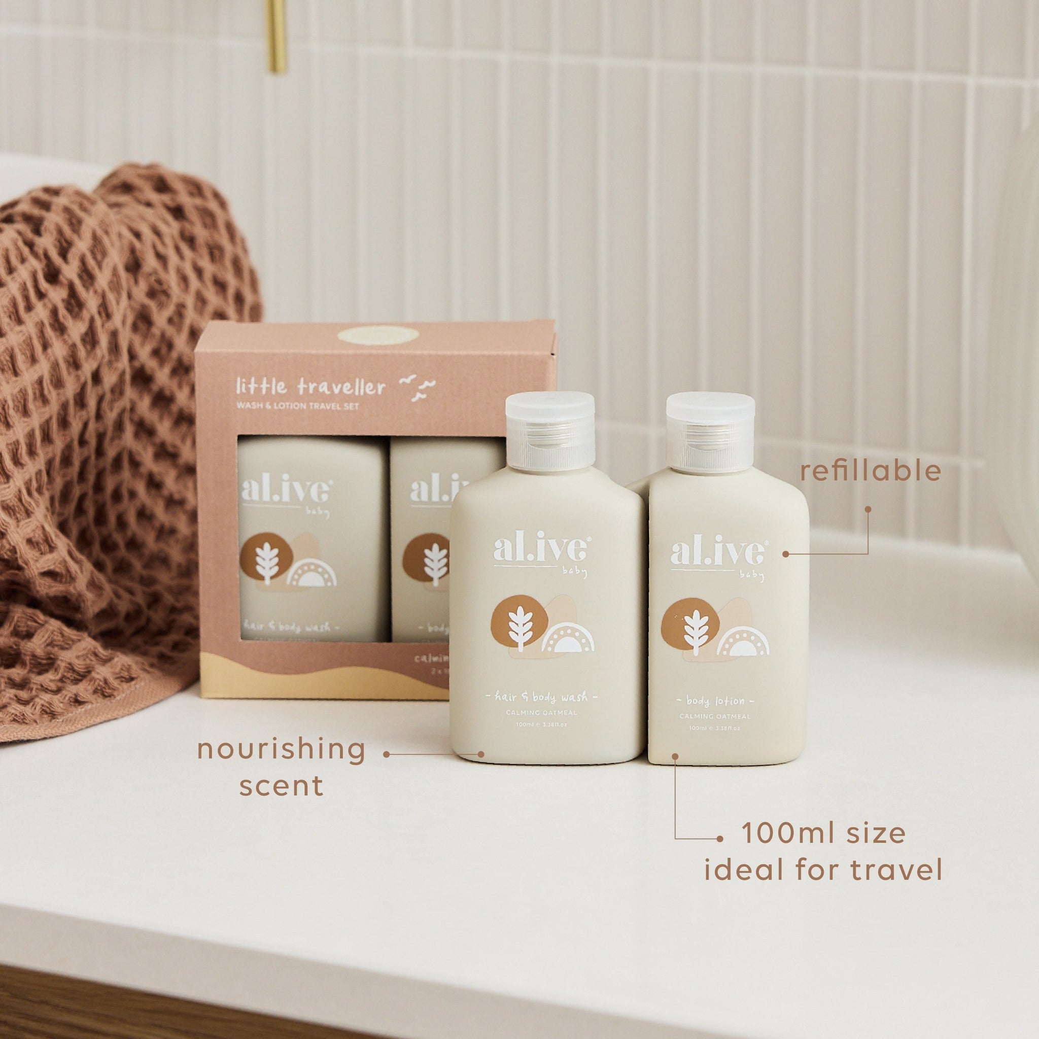al.ive body Little Traveller  Wash & Lotion Travel Set