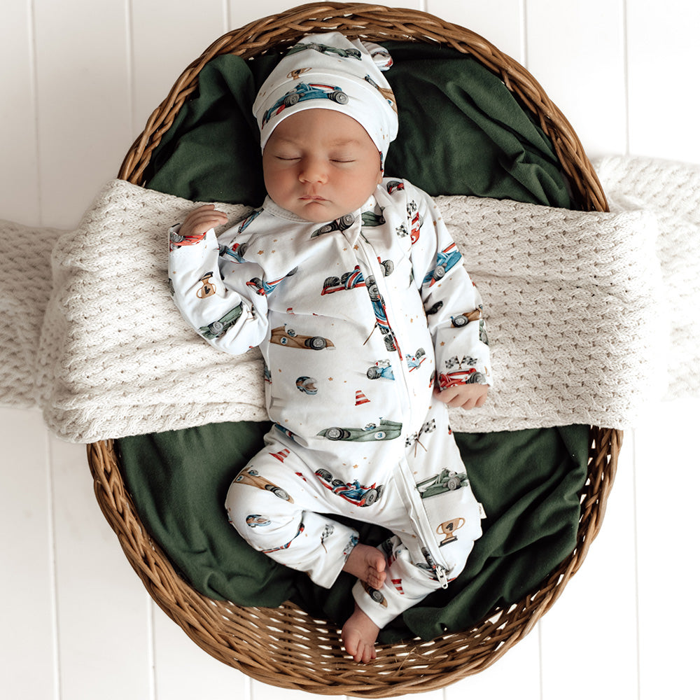 Little Racers Organic Snugglesuit Convertible Romper
