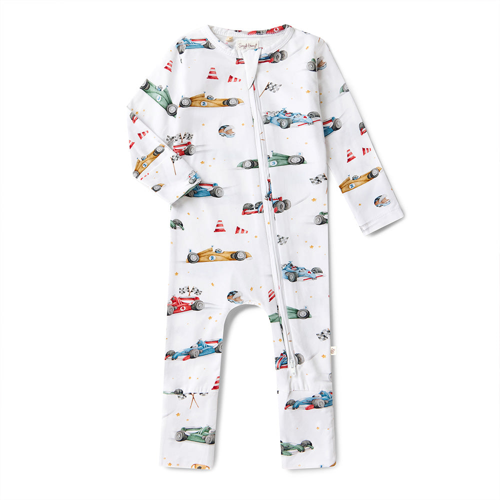 Little Racers Organic Snugglesuit Convertible Romper