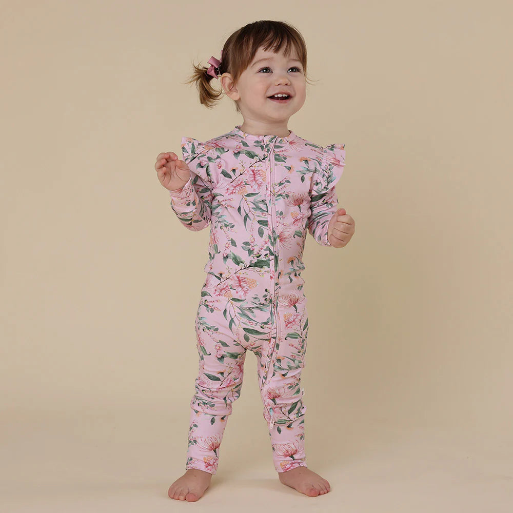 Pink Wattle Organic Snugglesuit Convertible Romper with Frill