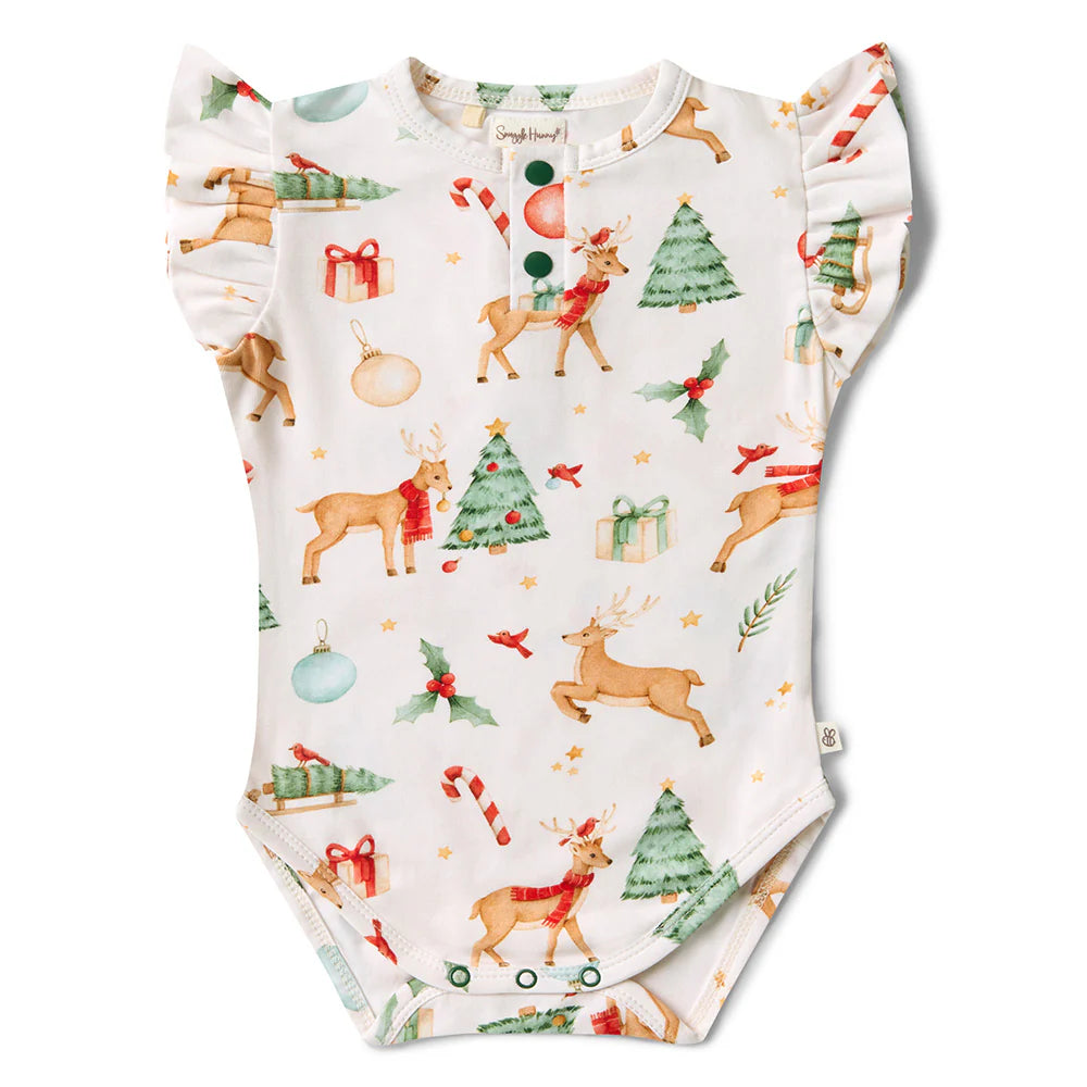 Prancer & Friends Short Sleeve Organic Bodysuit with Frill