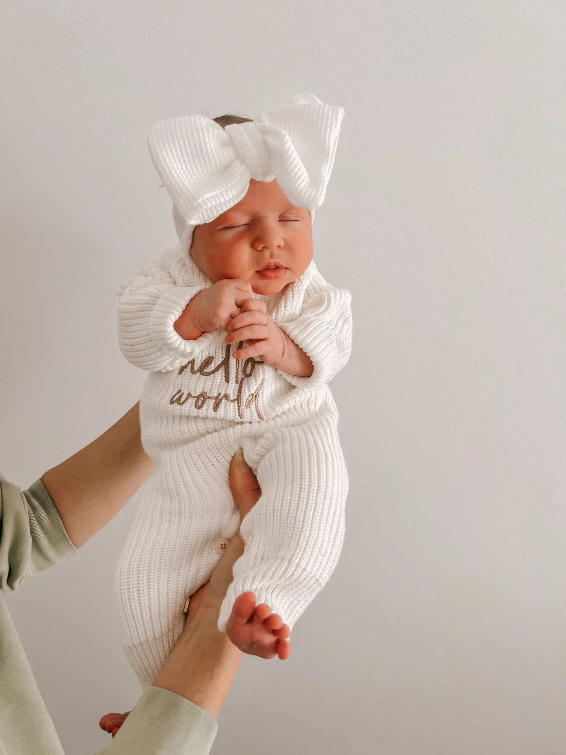 Hello World Ribbed Knit Romper Long Sleeve