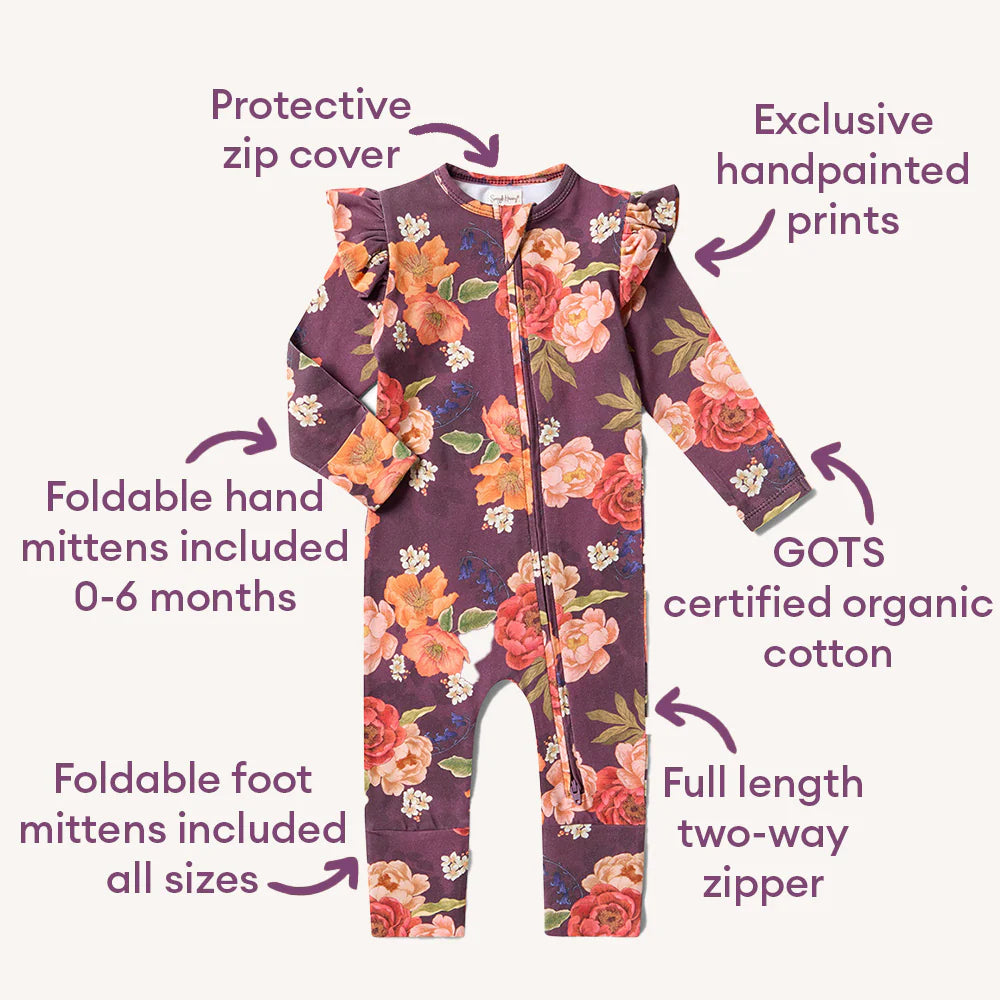 Sienna Organic Snugglesuit Convertible Romper with Frill