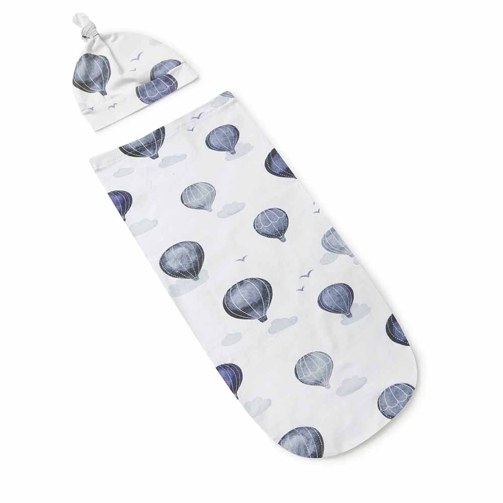Snuggle Hunny Stretch Cotton Snuggle Swaddle & Beanie or Top Knot Set