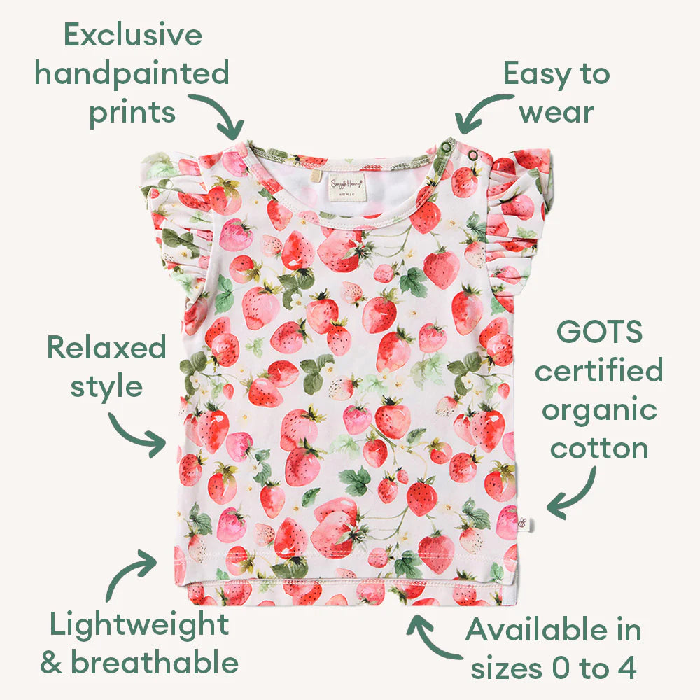 Strawberry Organic T-Shirt with Frill