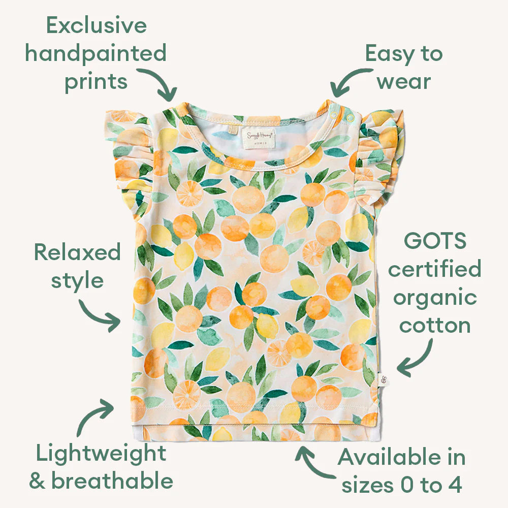Sunny Citrus Organic T-Shirt with Frill