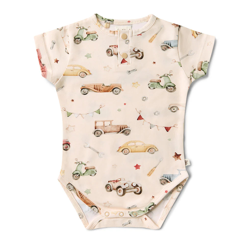 Vintage Cars Short Sleeve Organic Bodysuit