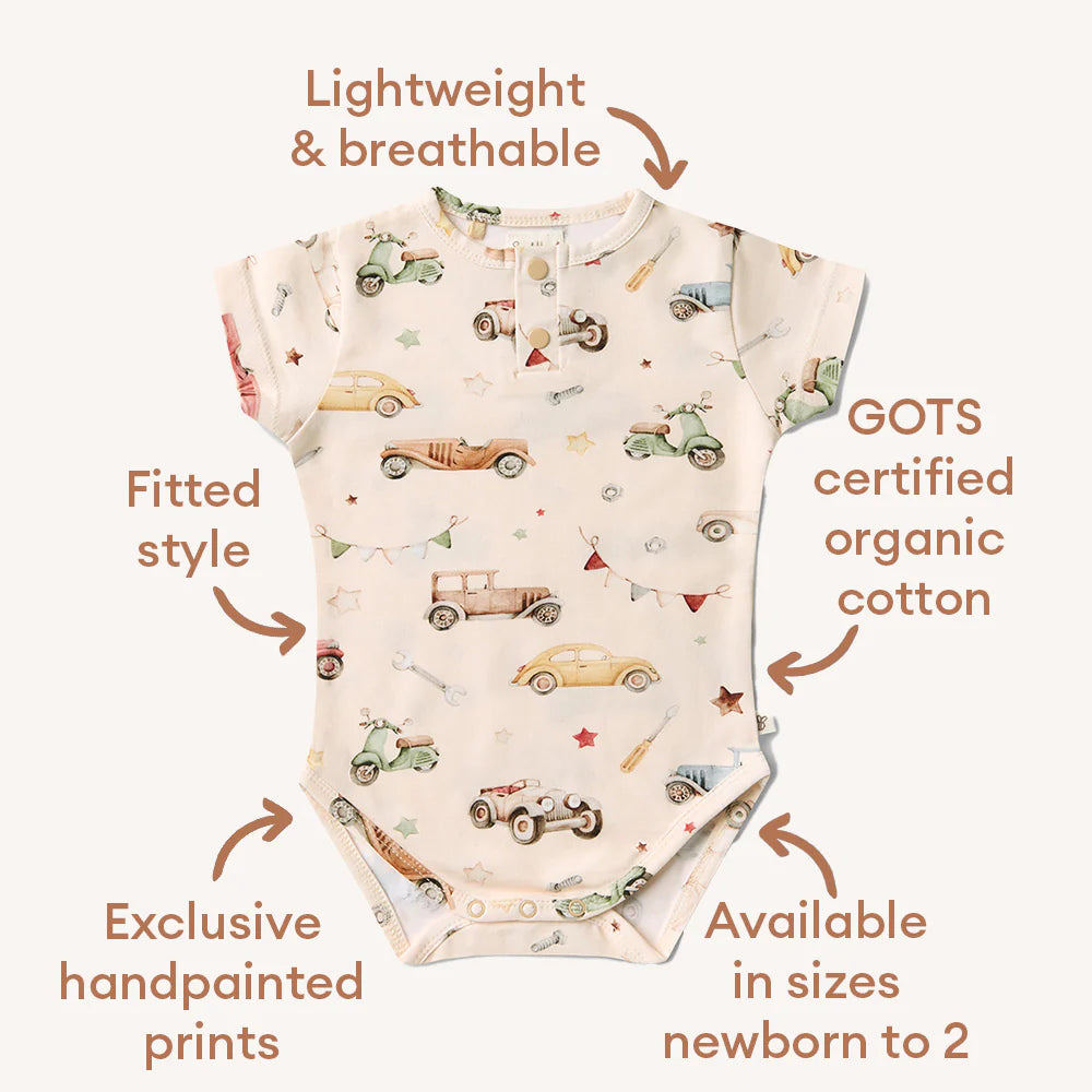 Vintage Cars Short Sleeve Organic Bodysuit