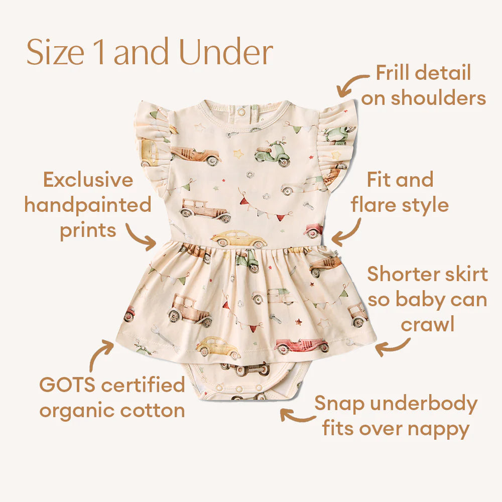 Vintage Cars Short Sleeve Organic Dress