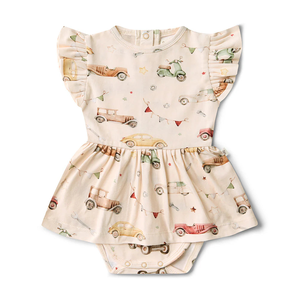 Vintage Cars Short Sleeve Organic Dress