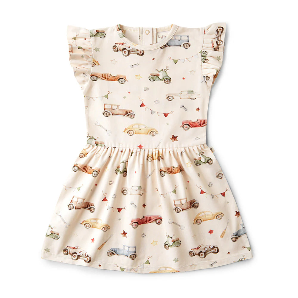 Vintage Cars Short Sleeve Organic Dress