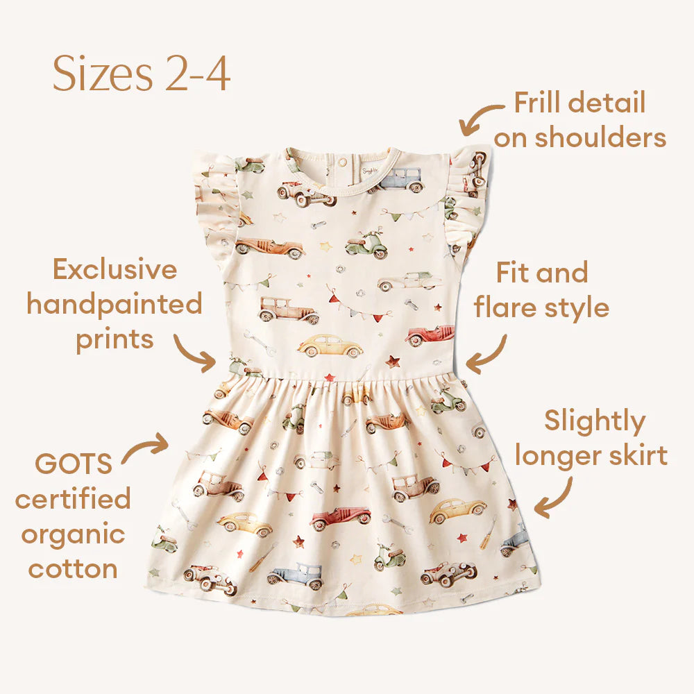 Vintage Cars Short Sleeve Organic Dress