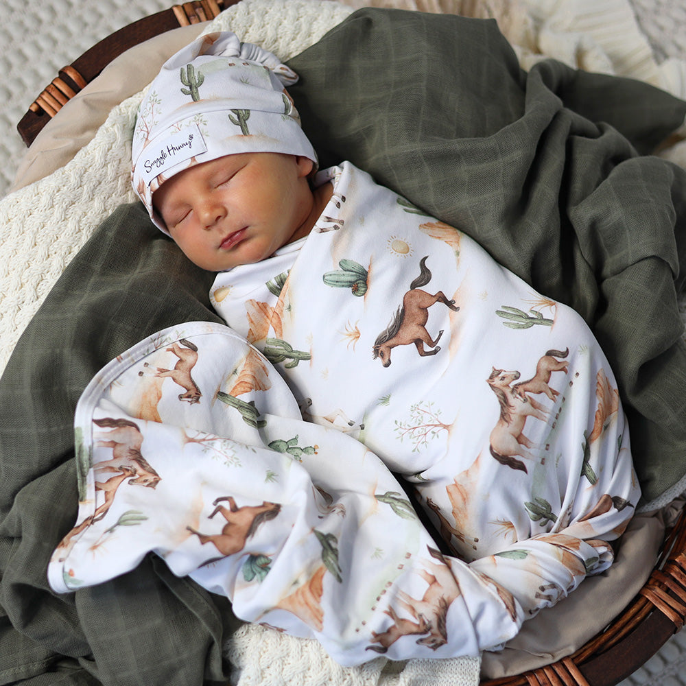 Organic Jersey Wrap & Beanie or Topknot Set