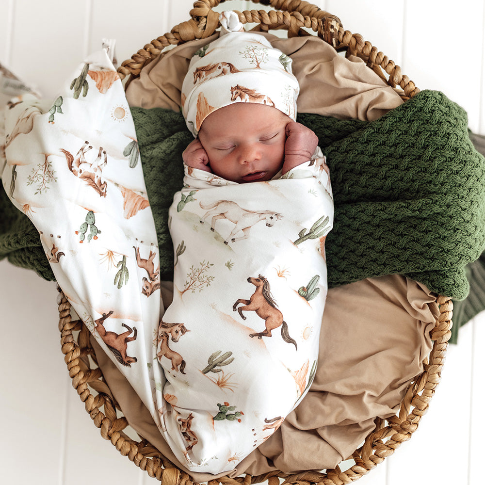 Organic Jersey Wrap & Beanie or Topknot Set