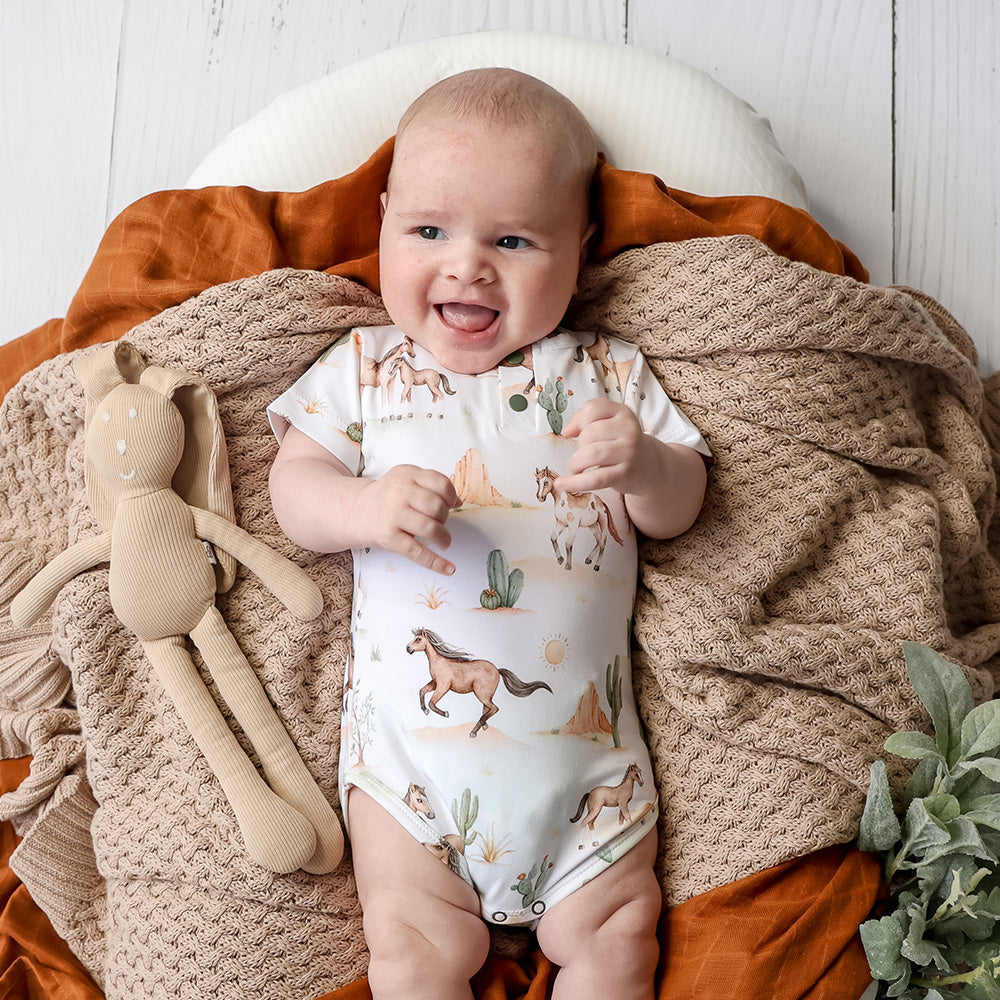 Wild Horses Short Sleeve Organic Bodysuit